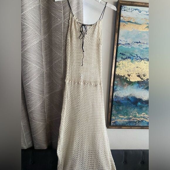 Undrest by the Sea Anthropologie Coverup Ivory Knit Dress Long Sz S - Picture 1 of 8